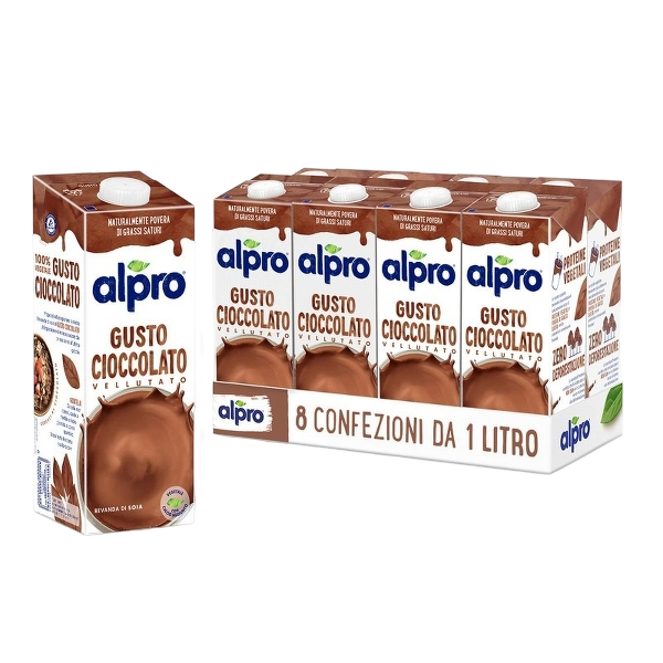 ALPRO DRINK SOY MILK CHOCOLATE VELLUTATO BRICK 1 LT (8 in a box)