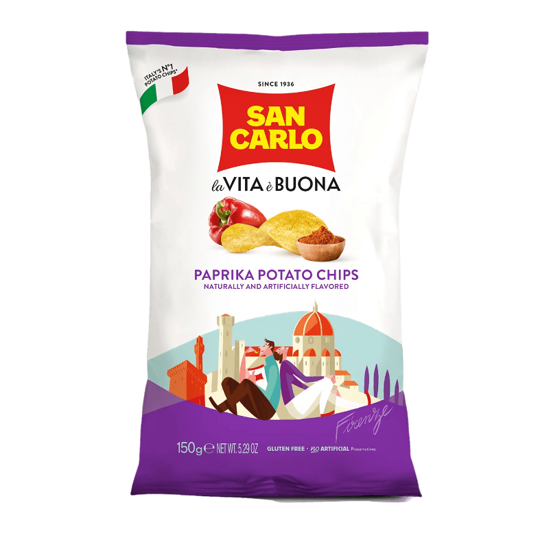 SAN CARLO CRISPS PIU' GUSTO PAPRIKA 150 GR (16 in a box)
