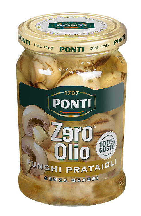 PONTI ZERO OLIO MUSHROOMS PRATAIOLI IN BRINE 300 GR (12 in a box)