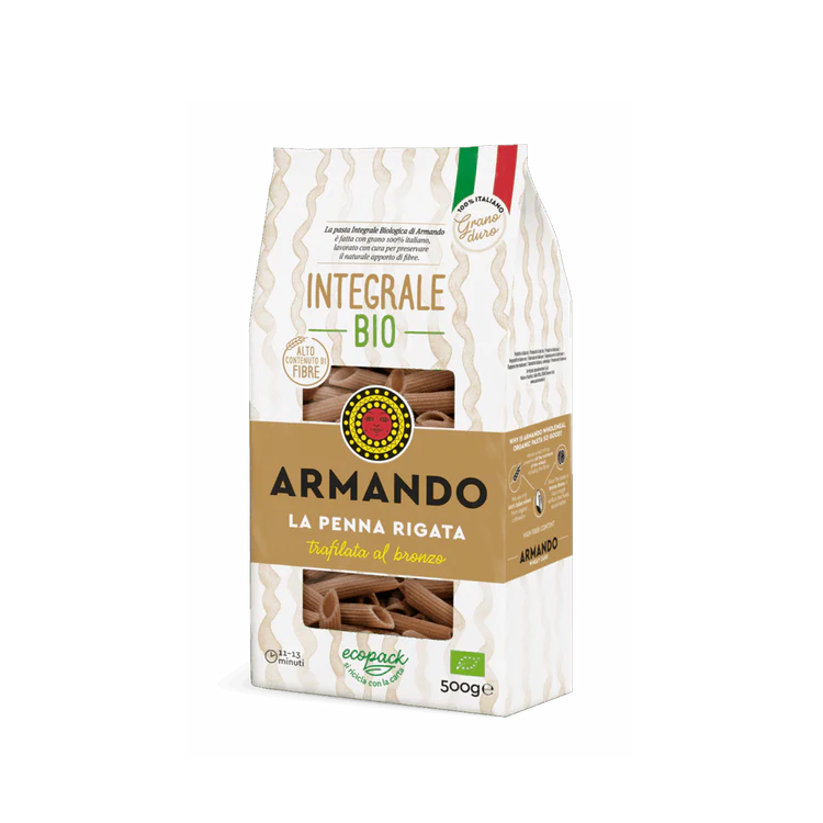 ARMANDO PASTA WHOLEMEAL ORGANIC LA PENNA RIGATA 500 GR (12 IN A BOX)
