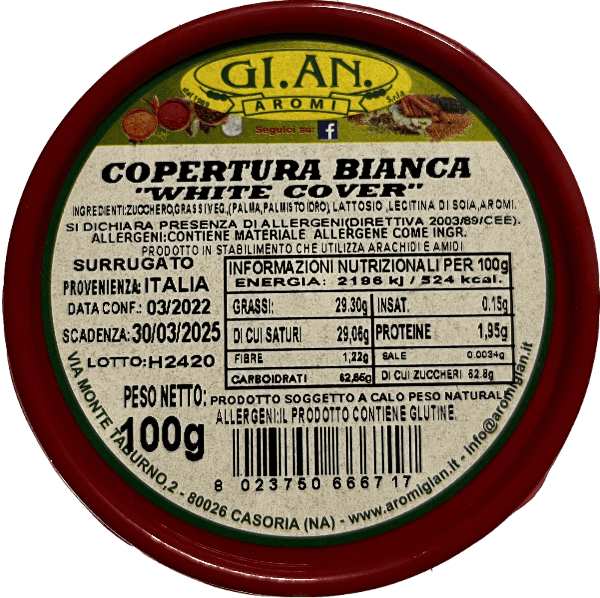 GI. AN. SUBSTITUTE WHITE CHOCOLATE COVERED 100 GR (24 in a box)