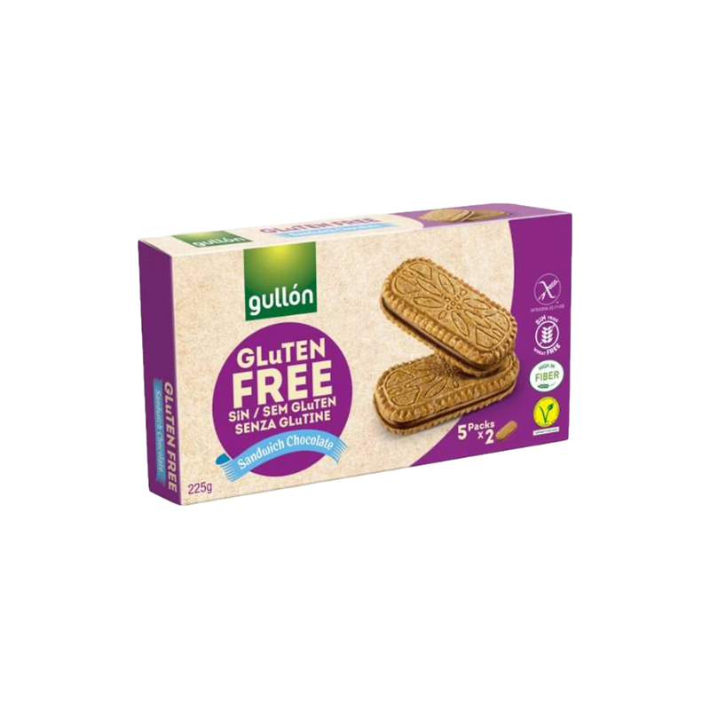 GULLON BISCOTTI SANDWICH CHOCOLATE GLUTEN FREE X5 225 GR (8 in a box)