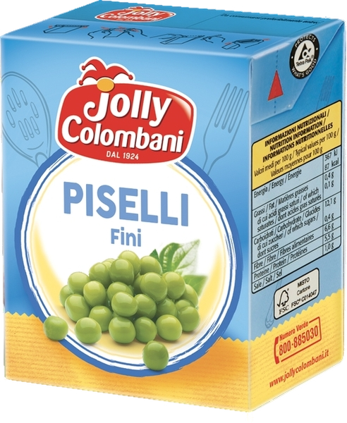 JOLLY COLOMBANI LEGUMES PEAS SMALL IN BRINE BRICK 380 GR (16 in a box)