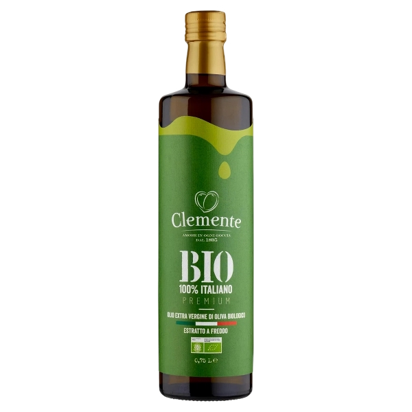 CLEMENTE ORGANIC EXTRA VIRGIN OLIVE OIL 100% ITALIANO PREMIUM 750 ML (6 in a box)