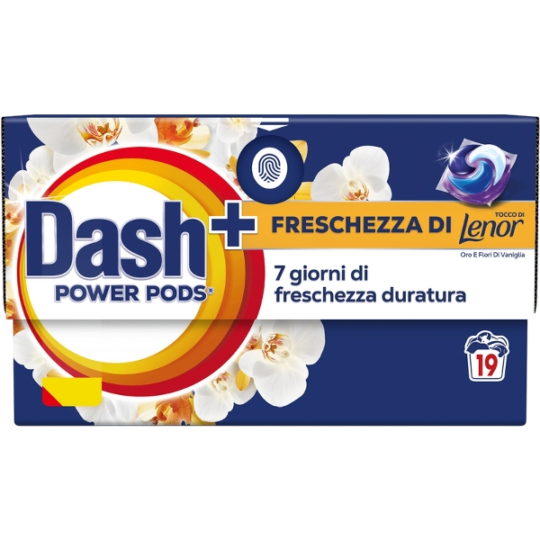 DASH LAUNDRY DETERGENT POWER PODS ORO AND VANILLA FLOWERS 19 WASHES (4 in a box)