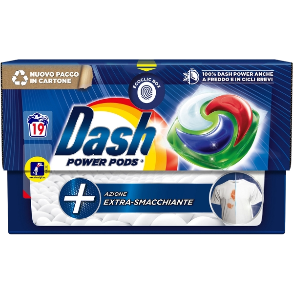 DASH LAUNDRY DETERGENT POWER PODS EXTRA SMACCHIANTE 19 WASHES (4 in a box)