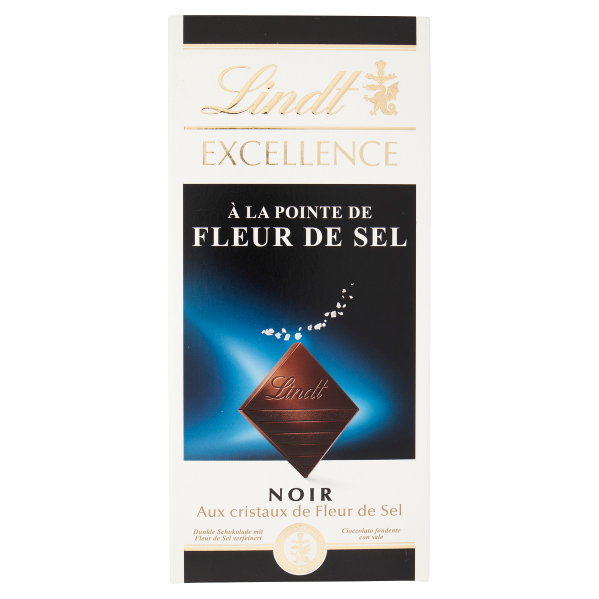 LINDT EXCELLENCE CHOCOLATE BAR DARK FLEUR DE SEL NOIR 100 GR (20 in a box)