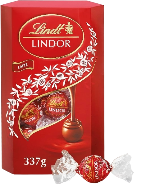 LINDT LINDOR PRALINES CORNET CHOCOLATE MILK 337 GR (8 in a box)