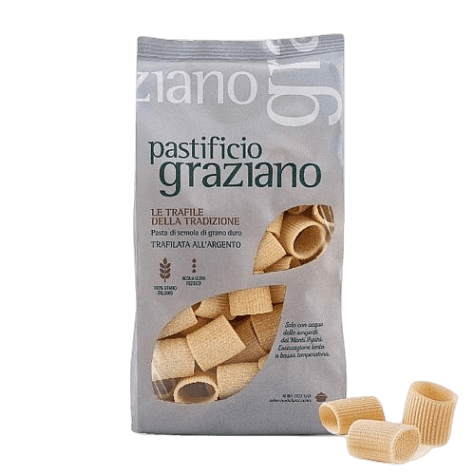 GRAZIANO PASTA DI SEMOLA MEZZI PACCHERI RIGATI 500 GR (10 in a box)
