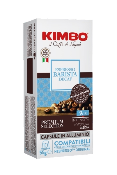 KIMBO COFFEE CAPSULES NESPRESSO DECAFFEINATED DEK ESPRESSO BARISTA X10 55 GR (10 in a box)
