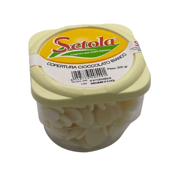 SETOLA SUBSTITUTE WHITE CHOCOLATE COVERED 200 GR (12 in a box)