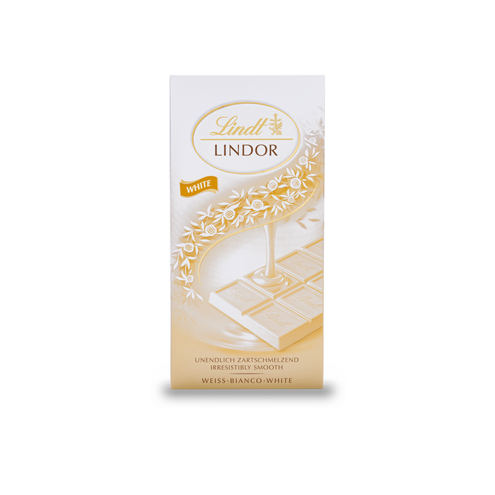 LINDT LINDOR CHOCORLATE BAR WHITE CHOCOLATE 100 GR (18 in a box)
