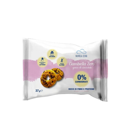 NUVOLA ZERO CIAMBELLA CHOCOLATE DROPS 0% CARBS GLUTEN FREE 37 GR (10 in a box)