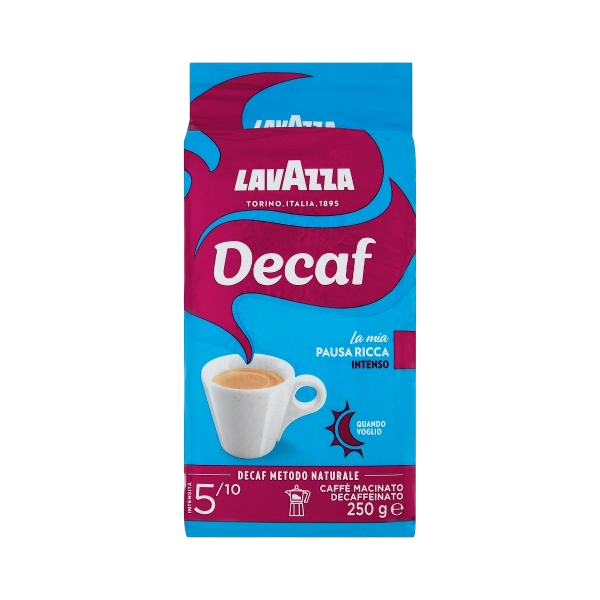 LAVAZZA COFFEE GROUND DECAFFEINATED DEK DECAF INTENSO 250 GR (20 in a box)