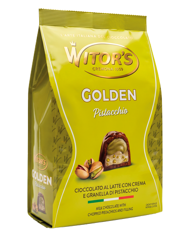 WITOR'S PRALINES GOLDEN MILK CHOCOLATE PISTACHIO 200 GR (12 in a box)