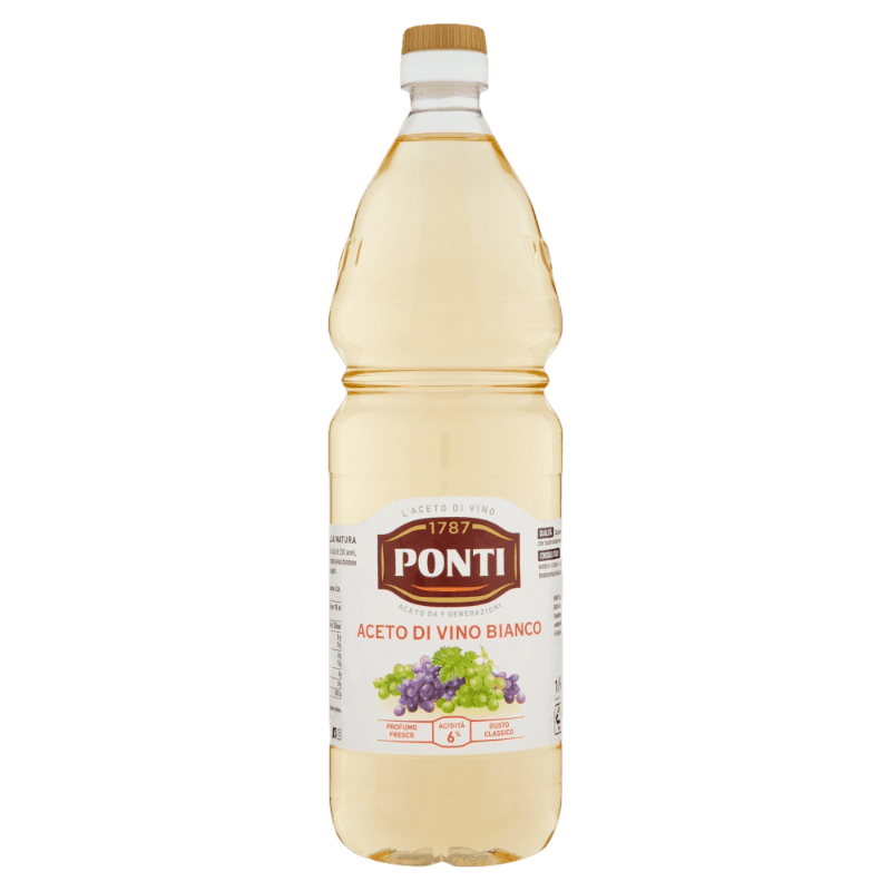 PONTI WINE WHITE VINEGAR PET 1 LT (12 in a box)