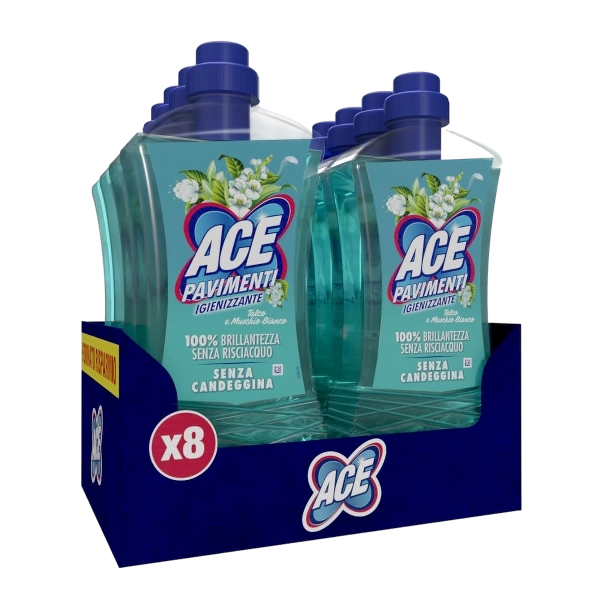 ACE FLOOR DETERGENTS PAVIMENTI SANITISING TALC 1 LT (8 in a box)