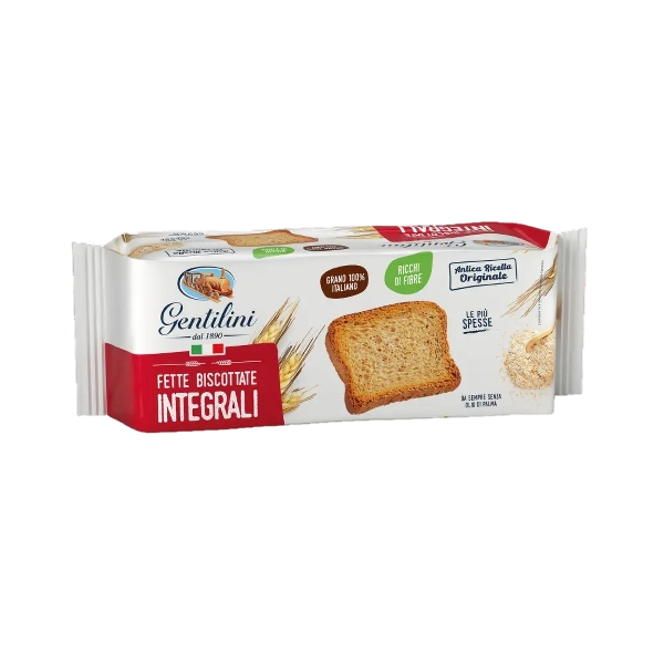 GENTILINI BAKERY RUSKS WHOLEMEAL FETTE BISCOTTATE INTEGRALI 175 GR (12 in a box)