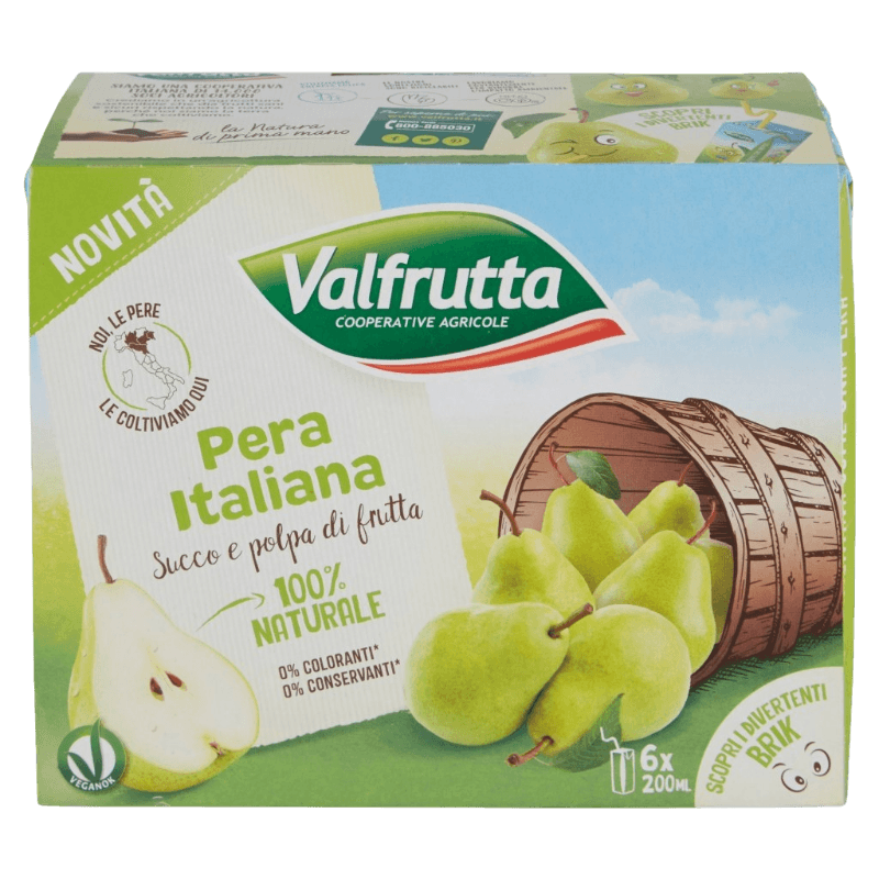 VALFRUTTA NETTARE FRUIT JUICE PEAR BRICK 200 ML X6 (4 in a box)