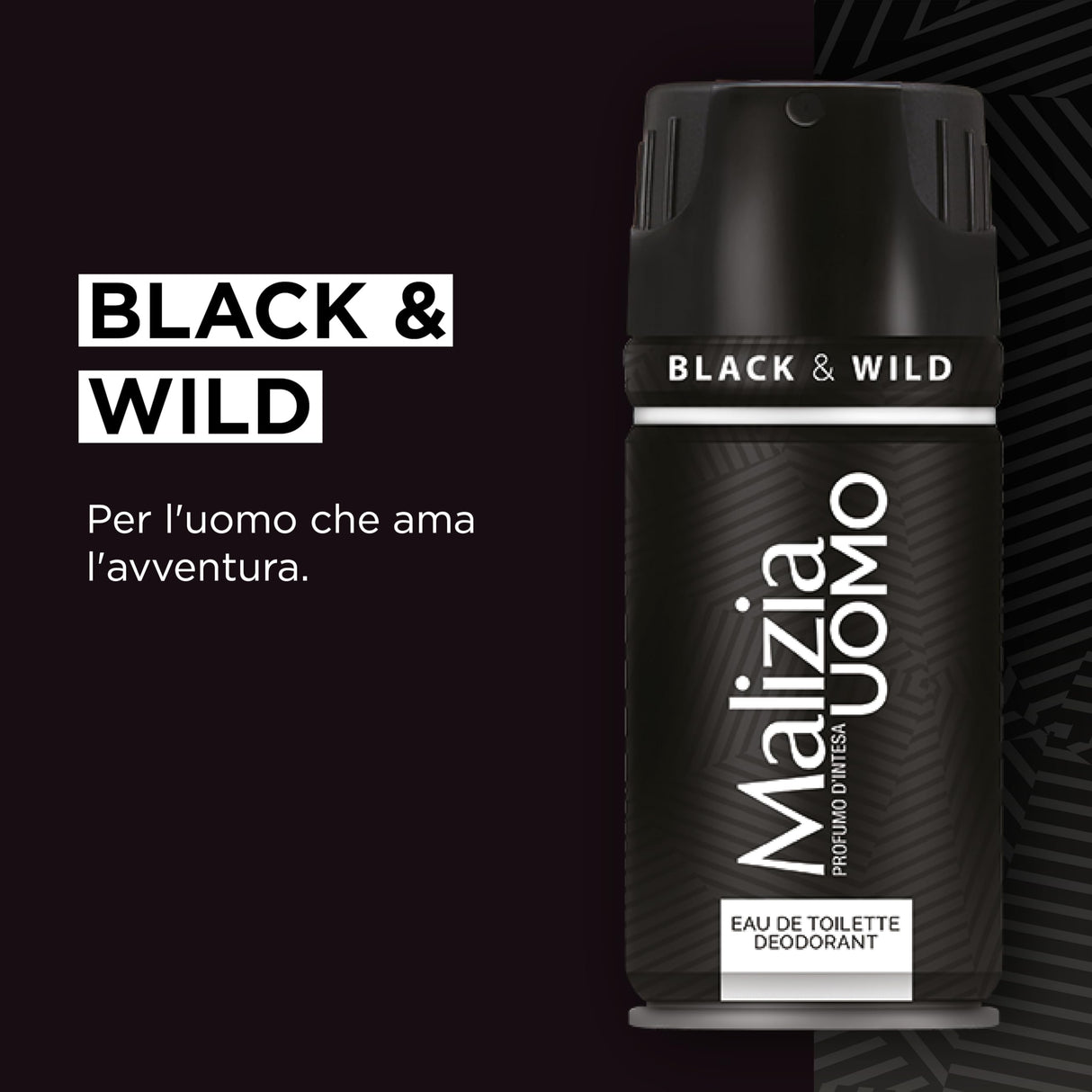 MALIZIA DEO PARFUM MAN BLACK & WILD SPRAY 150 ML (12 in a box)