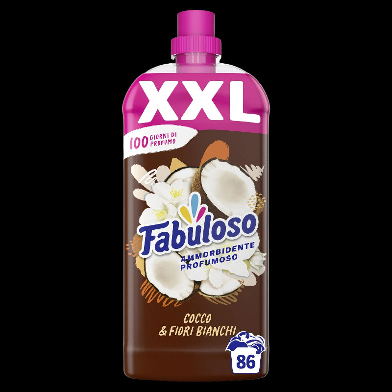 FABULOSO SOFTENER CONCENTRATED COCCO & FIORI BIANCHI 86 WASHES 1.7 LT (9 in a box)