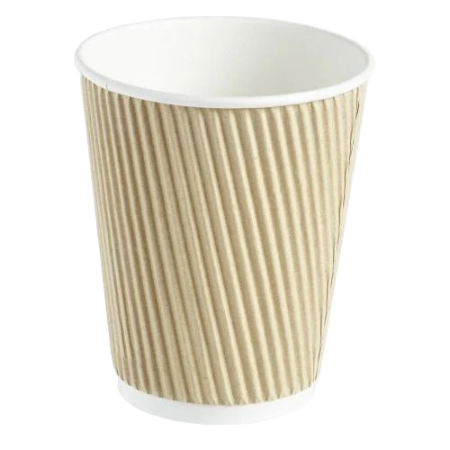 DISPOSABLE CUP KRAFT RIPPLE 12 OZ 500 PCS (1 in a box)