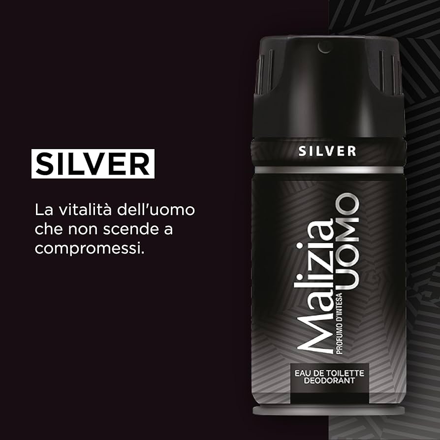 MALIZIA DEO PARFUM MAN SILVER SPRAY 150 ML (12 in a box)