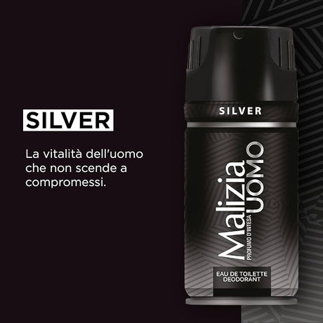 MALIZIA DEO PARFUM MAN SILVER SPRAY 150 ML (12 in a box)