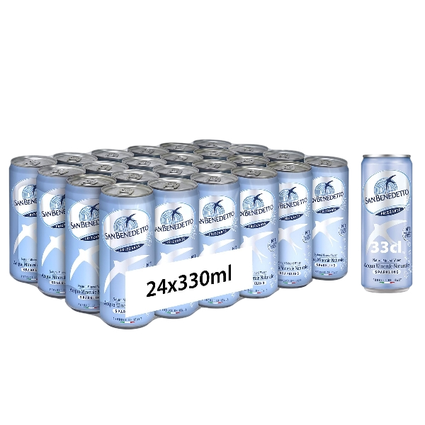 SAN BENEDETTO CARBONATED WATER CANS 330 ML (24 in a box)