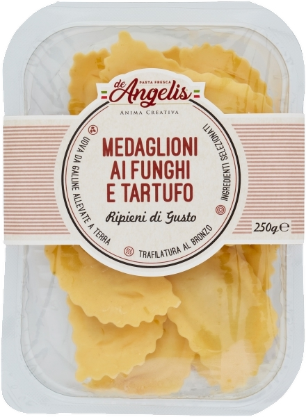 DE ANGELIS STUFFED PASTA MEDAGLIONI WITH MUSHROOMS AND TRUFFLE 250 GR (8 in a box)