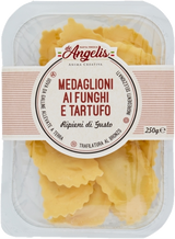 DE ANGELIS STUFFED PASTA MEDAGLIONI WITH MUSHROOMS AND TRUFFLE 250 GR (8 in a box)