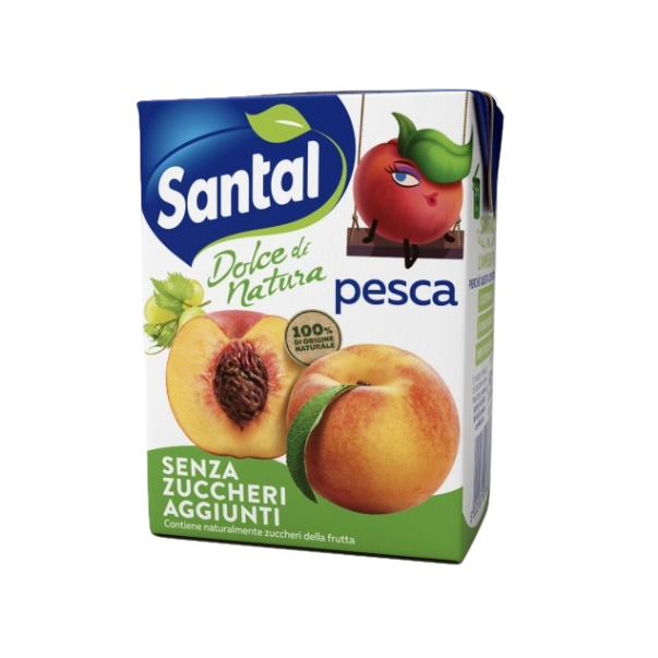 SANTAL DOLCE NATURA SUGAR FREE FRUIT JUICE MINI PEACH BRICK 200 ML X3 (8 IN A BOX)