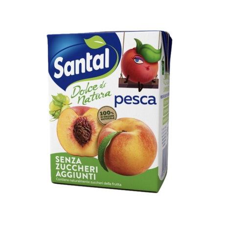 SANTAL DOLCE NATURA SUGAR FREE FRUIT JUICE MINI PEACH BRICK 200 ML X3 (8 IN A BOX)