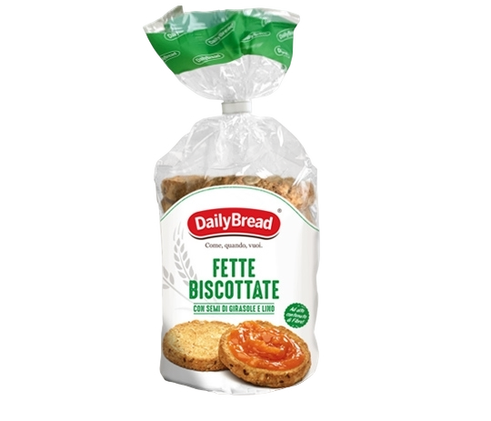 DAILYBREAD  BAKERY RUSKS FETTE BISCOTTATE SUNFLOWER SEED AND FLAX 160 GR (6 in a box)