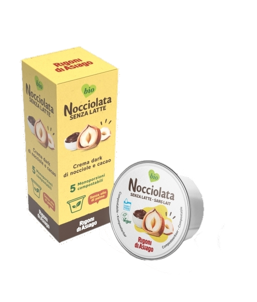 RIGONI SPREAD CREAM NOCCIOLATA WITHOUT MILK MONOPORTION X5 100 GR (10 in a box)