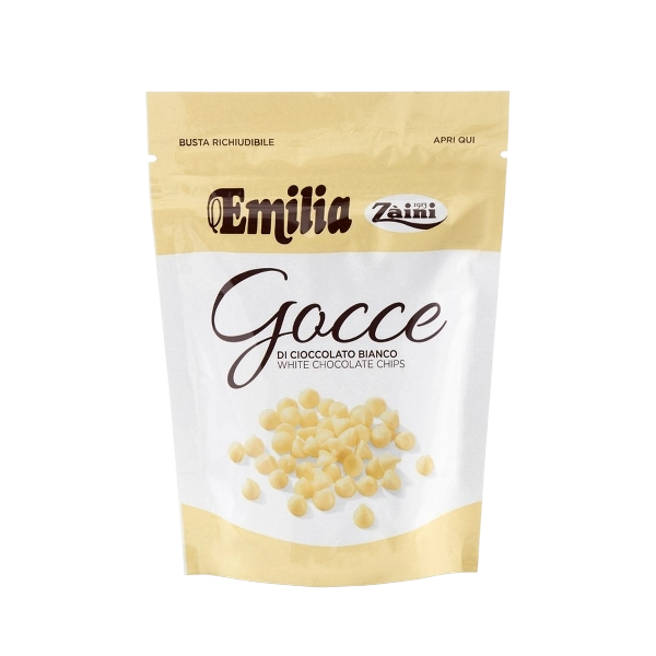 ZAINI EMILIA WHITE CHOCOLATE CHIPS 140 GR (12 in a box)