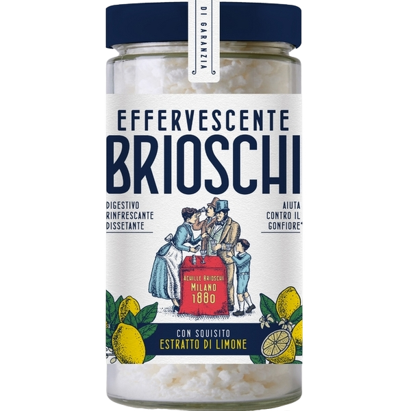 BRIOSCHI EFFERVESCENT DIGESTIVE LEMON EXTRACT GLASS 200 GR (12 in a box)