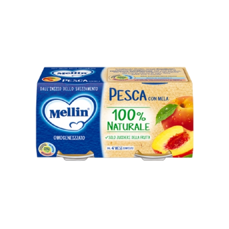 MELLIN HOMOGENIZED FRUIT PEACH AND APPLE 100 GR X2 (12 in a box)