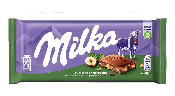 MILKA CHOCOLATE BAR MILK HAZELNUTS 90 GR (24 in a box)