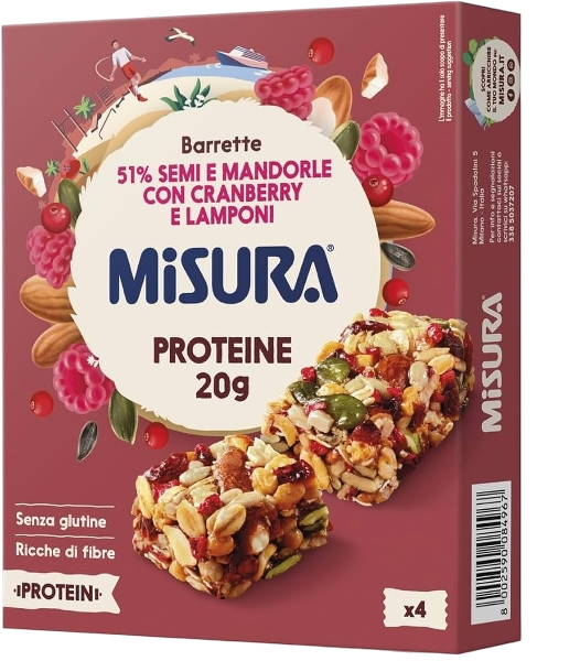 MISURA PROTEIN SNACK BARS CRANBERRY AND RASPBERRY X4 120 GR (10 in a box)