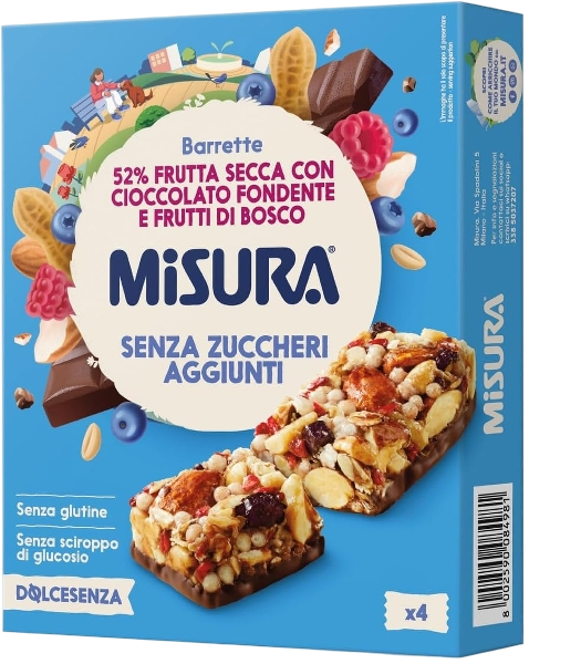 MISURA DOLCE SENZA SNACK BARS DARK CHOCOLATE AND BERRIES 120 GR (10 in a box)