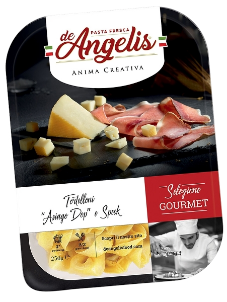 DE ANGELIS STUFFED PASTA TORTELLONI WITH ASIAGO D.O.P. AND SPECK 250 GR (8 in a box)