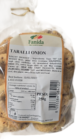 FANIDA TARALLI ONION WITH EXTRA VIRGIN OLIVE OIL 250 GR (16 in a box)