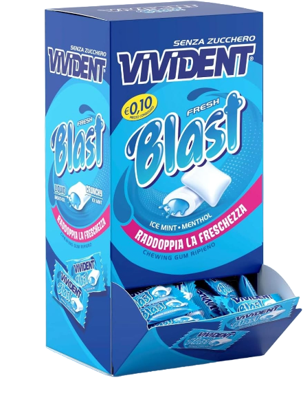 VIVIDENT EXPO CHEWING GUM FRESH BLAST BLUE X200 (1 in a box)