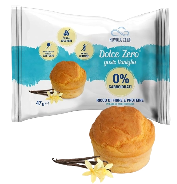 NUVOLA ZERO MUFFIN VANILLA 0% CARBS GLUTEN FREE 47 GR (10 in a box)