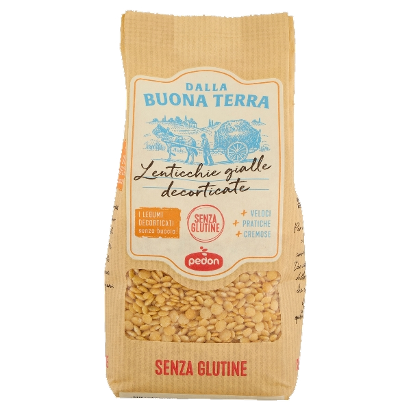 PEDON BUONA TERRA DRIED YELLOW LENTILS PEELED 350 GR (12 in a box)