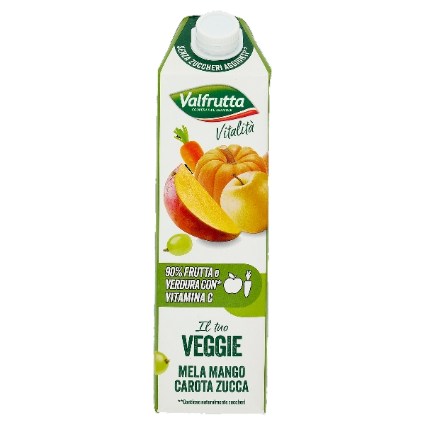 VALFRUTTA FRUIT JUICE ZERO VEGGIE APPLE MANGO CARROTS AND PUMPKIN BRICK 1 LT (6 in a box)