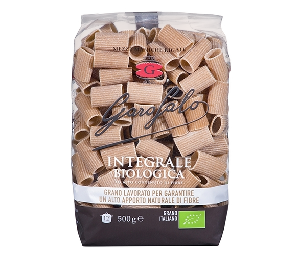 GAROFALO PASTA WHOLEMEAL ORGANIC MEZZE MANICHE RIGATE 500 GR (16 IN A BOX)