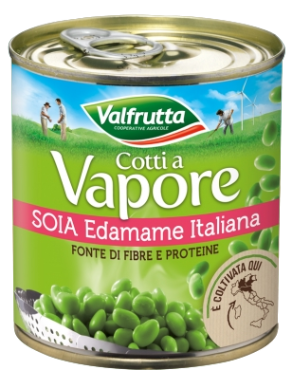VALFRUTTA COTTO A VAPORE SOY EDAMAME ITALIAN TIN 140 GR X3 (8 in a box)