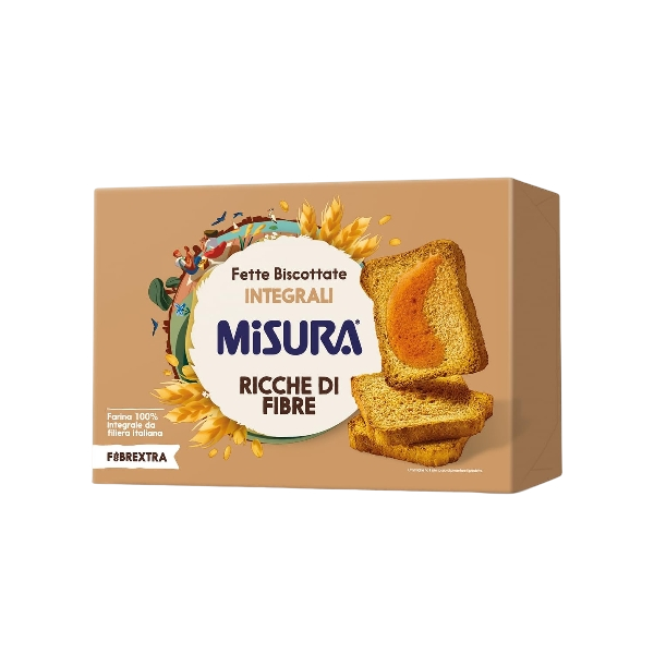 MISURA FIBRE EXTRA BAKERY RUSKS FETTE BISCOTTATE WHOLEMEAL X42 320 GR (12 in a box)